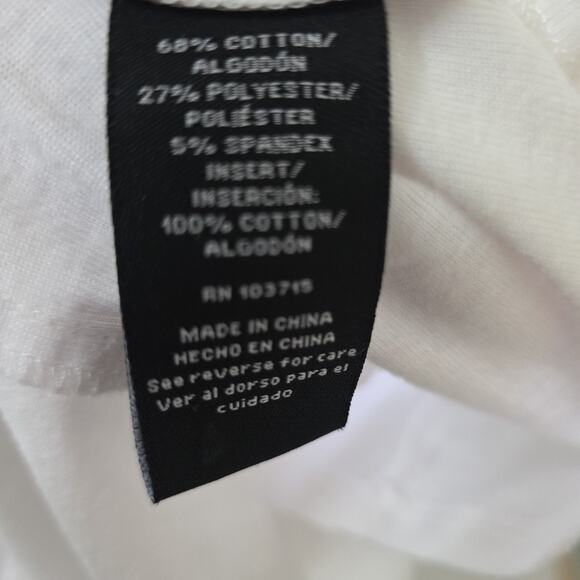 Women's White Blouse Size XL Cotton Blend 3/4 Roll Tab Sleeve Zac & Rachel - Picture 7 of 8